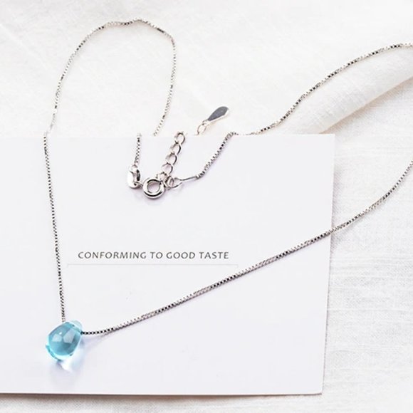 NEW 925 Sterling Silver Crystal Waterdrop Necklace - Picture 5 of 8